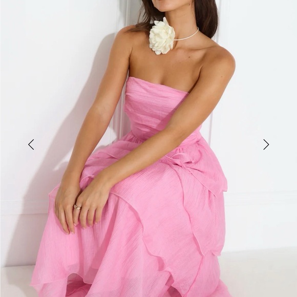 Hello Molly Pink Number One Option Strapless Midi Dress Prom Romantic S NEW NWT - Picture 2 of 10